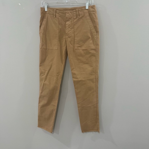 Nili Lotan Pants Jenna Pant Slim Fit Raw Hem in Khaki Tan - Picture 3 of 7